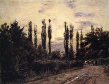 夕方のポプラとシュライスハイム近くの道路 セオドア・クレメント・スティール Oil Paintings
